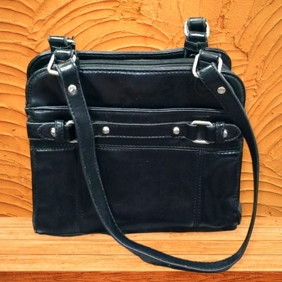 Vintage Minelli Italy Three Compartment Purse Black - Picture 1 of 6